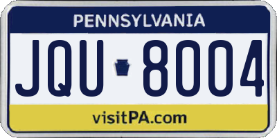 PA license plate JQU8004