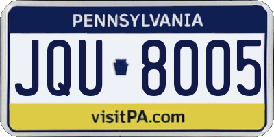 PA license plate JQU8005
