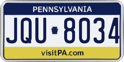 PA license plate JQU8034