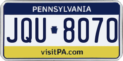 PA license plate JQU8070