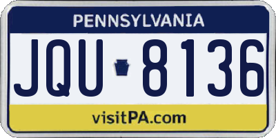 PA license plate JQU8136