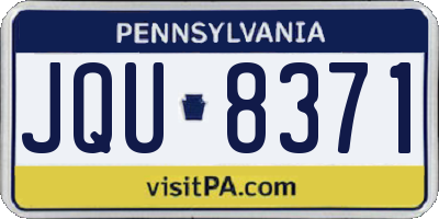 PA license plate JQU8371