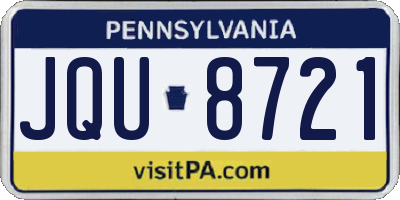 PA license plate JQU8721
