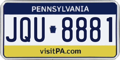 PA license plate JQU8881