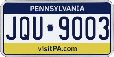 PA license plate JQU9003