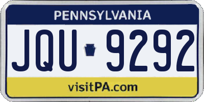 PA license plate JQU9292
