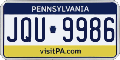 PA license plate JQU9986