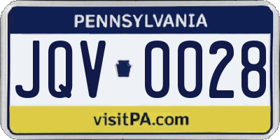 PA license plate JQV0028