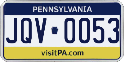 PA license plate JQV0053