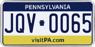 PA license plate JQV0065
