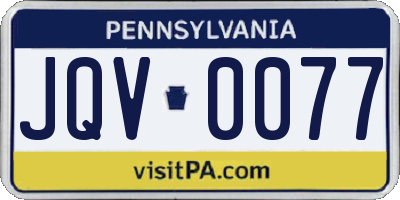 PA license plate JQV0077