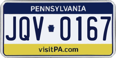 PA license plate JQV0167