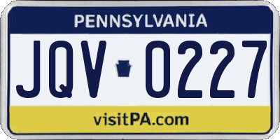 PA license plate JQV0227