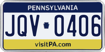 PA license plate JQV0406