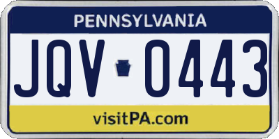 PA license plate JQV0443