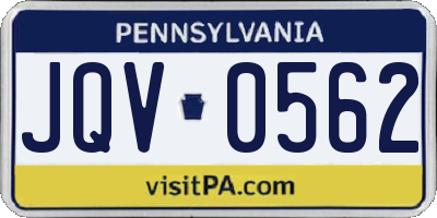 PA license plate JQV0562