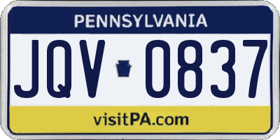 PA license plate JQV0837