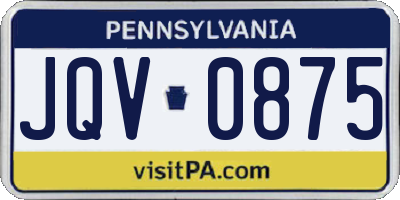 PA license plate JQV0875