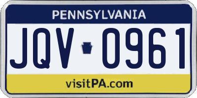 PA license plate JQV0961