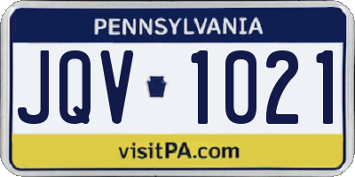PA license plate JQV1021