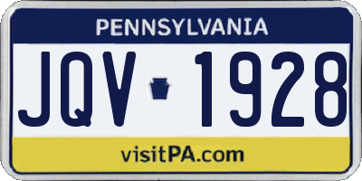 PA license plate JQV1928