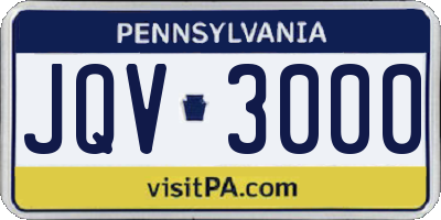PA license plate JQV3000
