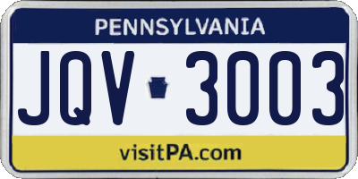PA license plate JQV3003