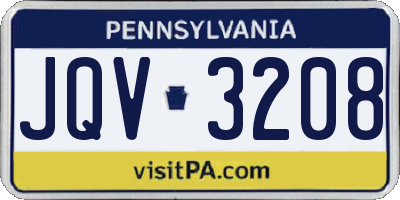 PA license plate JQV3208