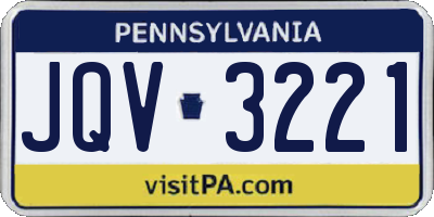 PA license plate JQV3221