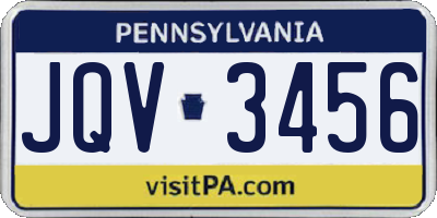 PA license plate JQV3456