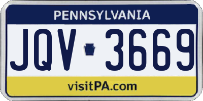 PA license plate JQV3669