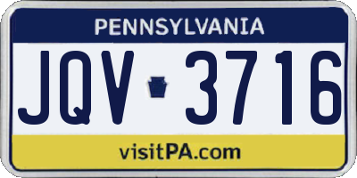 PA license plate JQV3716