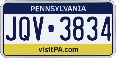 PA license plate JQV3834
