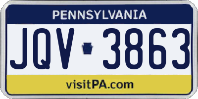 PA license plate JQV3863