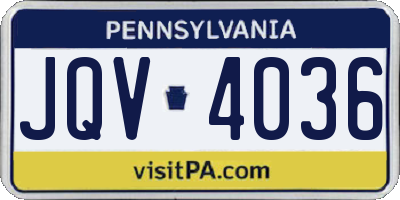 PA license plate JQV4036
