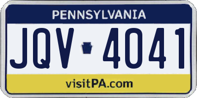 PA license plate JQV4041