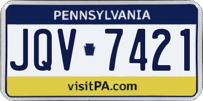 PA license plate JQV7421