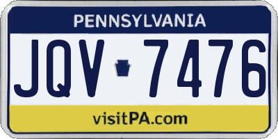 PA license plate JQV7476