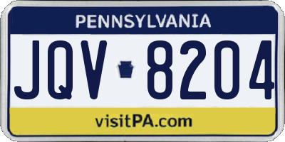 PA license plate JQV8204