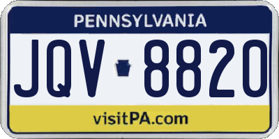 PA license plate JQV8820