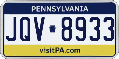 PA license plate JQV8933