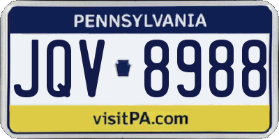 PA license plate JQV8988