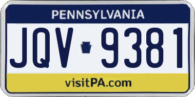 PA license plate JQV9381