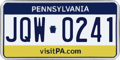 PA license plate JQW0241