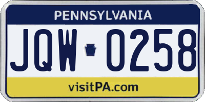 PA license plate JQW0258