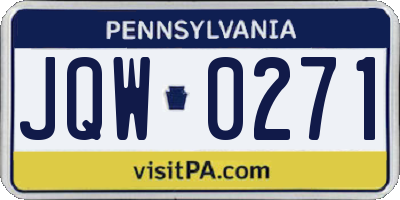 PA license plate JQW0271