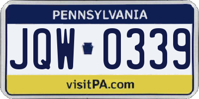 PA license plate JQW0339