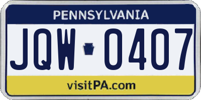 PA license plate JQW0407