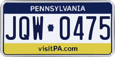 PA license plate JQW0475