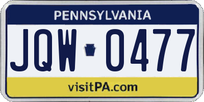 PA license plate JQW0477